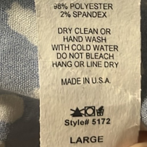 Entro, V-Neckline, Slit Sides, Roll Tab Sleeves Top, Blue/White, Large - Picture 5 of 6